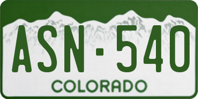 CO license plate ASN540