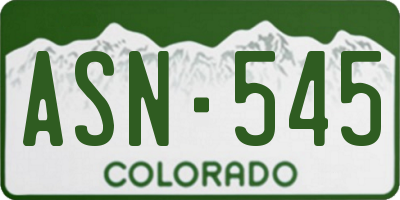 CO license plate ASN545
