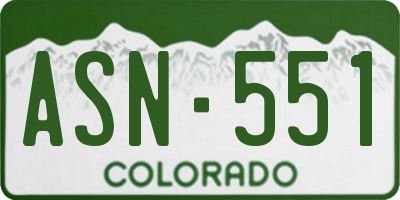 CO license plate ASN551