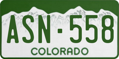CO license plate ASN558