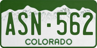 CO license plate ASN562