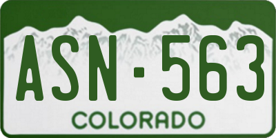CO license plate ASN563