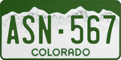 CO license plate ASN567