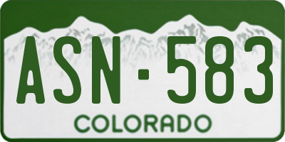 CO license plate ASN583
