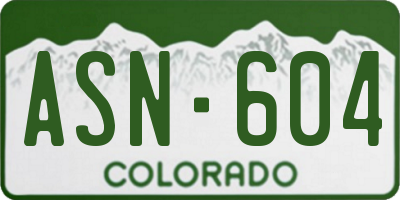 CO license plate ASN604