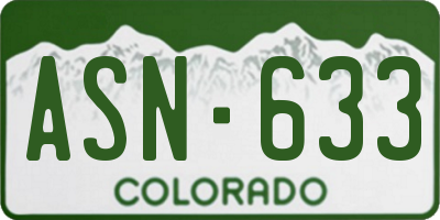 CO license plate ASN633