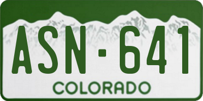 CO license plate ASN641