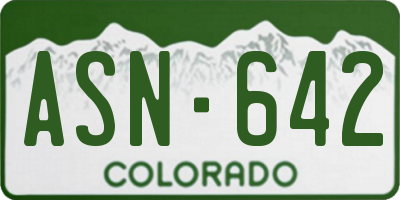 CO license plate ASN642