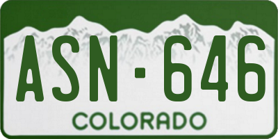 CO license plate ASN646