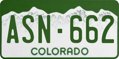 CO license plate ASN662