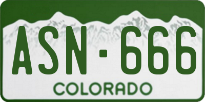 CO license plate ASN666