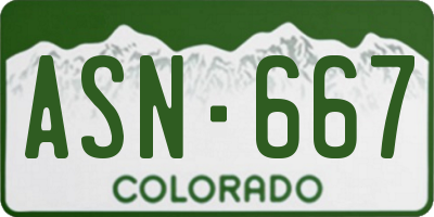 CO license plate ASN667