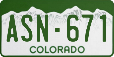 CO license plate ASN671