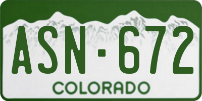 CO license plate ASN672