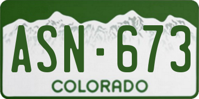 CO license plate ASN673