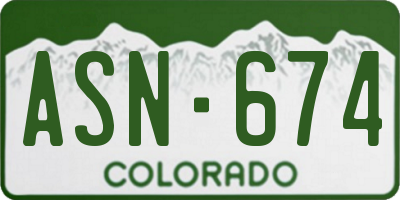 CO license plate ASN674