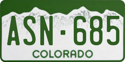 CO license plate ASN685