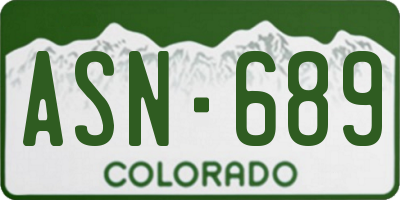 CO license plate ASN689