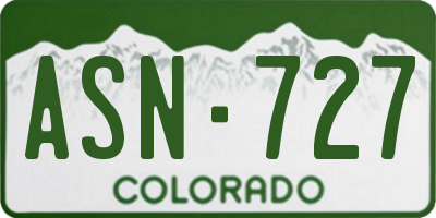 CO license plate ASN727