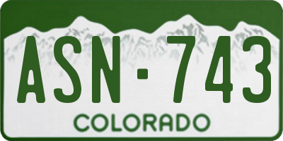 CO license plate ASN743