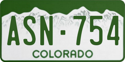 CO license plate ASN754