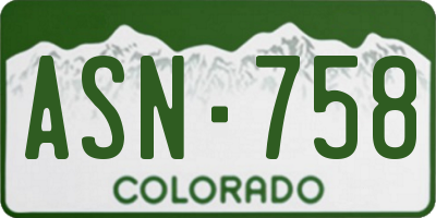 CO license plate ASN758