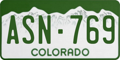 CO license plate ASN769