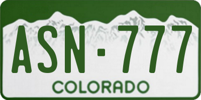 CO license plate ASN777