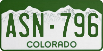 CO license plate ASN796