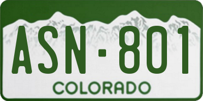 CO license plate ASN801