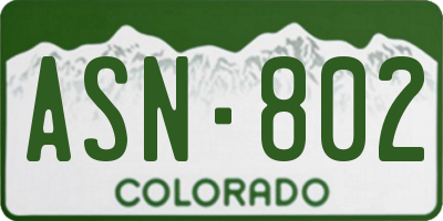 CO license plate ASN802