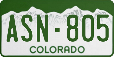 CO license plate ASN805