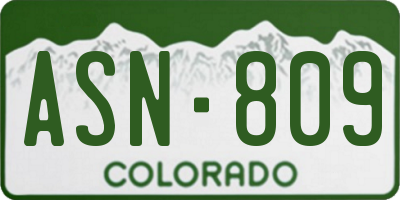 CO license plate ASN809