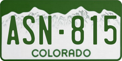CO license plate ASN815