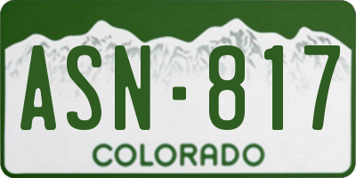 CO license plate ASN817