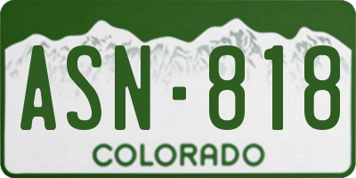 CO license plate ASN818
