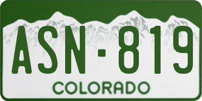 CO license plate ASN819
