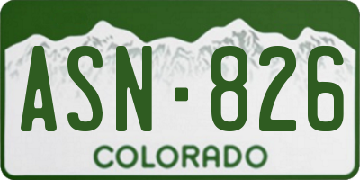 CO license plate ASN826