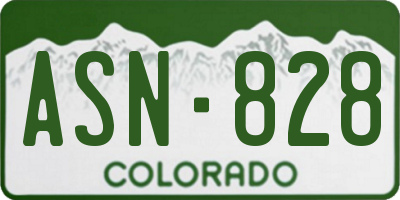 CO license plate ASN828