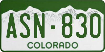 CO license plate ASN830