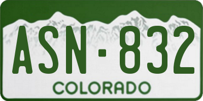 CO license plate ASN832