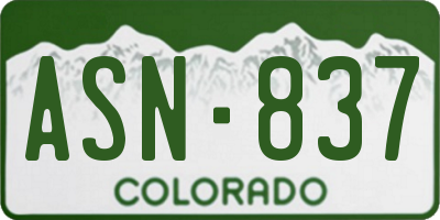 CO license plate ASN837