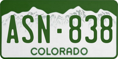 CO license plate ASN838
