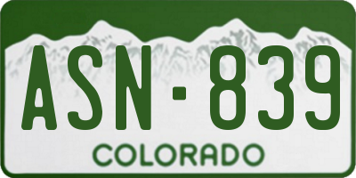 CO license plate ASN839