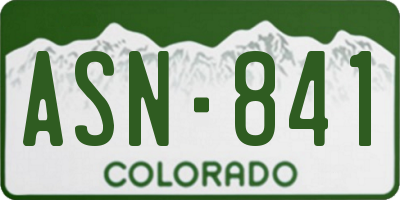 CO license plate ASN841
