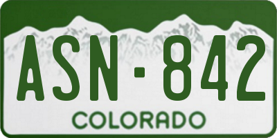 CO license plate ASN842