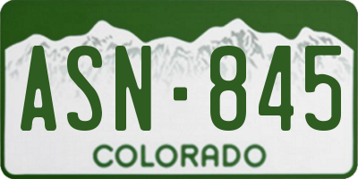CO license plate ASN845