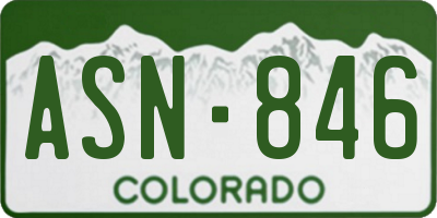 CO license plate ASN846