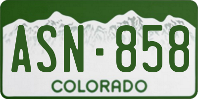 CO license plate ASN858