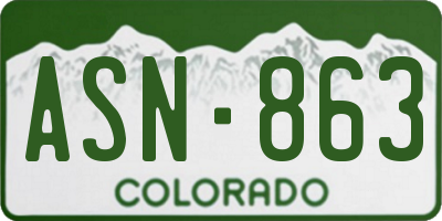 CO license plate ASN863